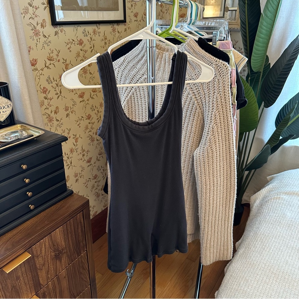 Skims ribbed washed black romper Sz S
